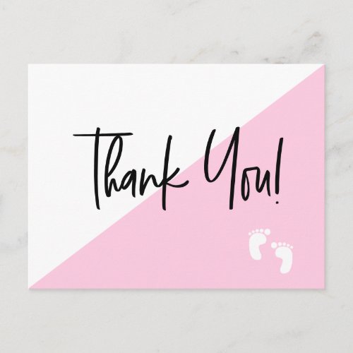 Custom Pink Baby feet baby shower thank you Postcard