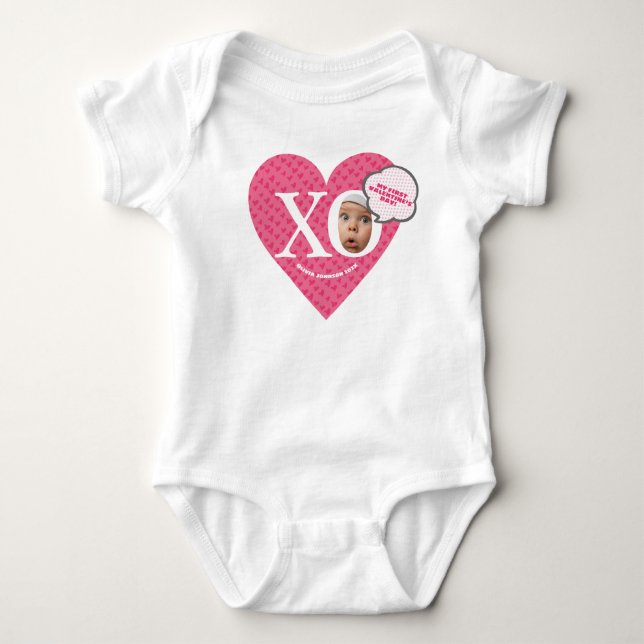 Custom pink Baby Girl My 1'st valentine's!  Baby Bodysuit (Front)