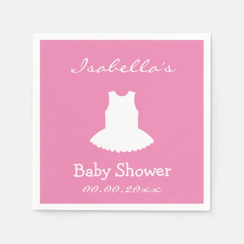 Custom pink ballerina tutu baby shower napkins