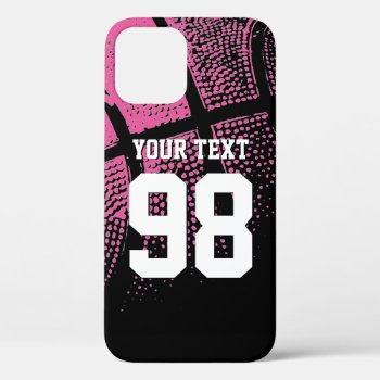 Custom Pink Basketball Jersey Number Iphone Case by logotees at Zazzle