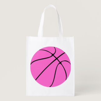 Custom Pink Basketball Reusable Grocery Bag