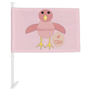 Custom Pink Birthday Girl Chick Car Flag