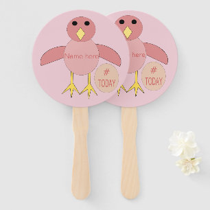Custom Pink Birthday Girl Chick Hand Fan