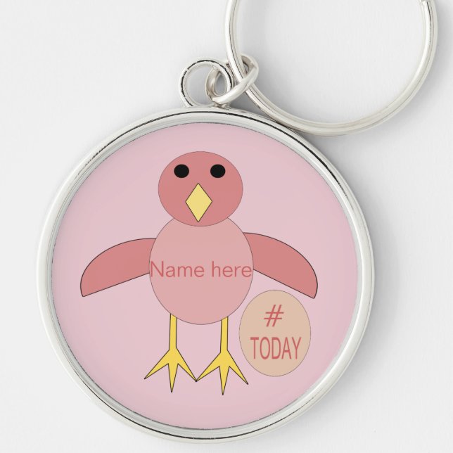 Custom Pink Birthday Girl Chick Keychain (Front)