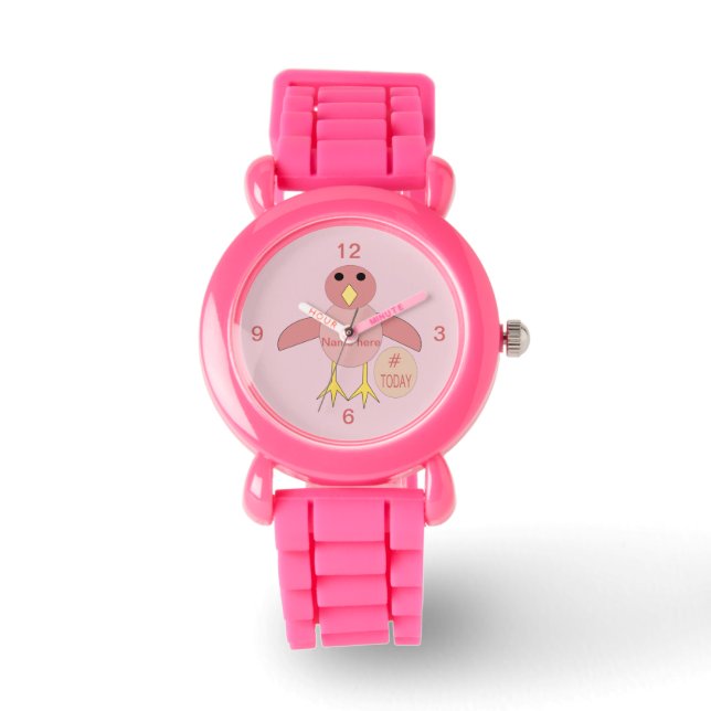 Custom Pink Birthday Girl Chick Kids Watch (Front)