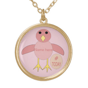 Custom Pink Birthday Girl Chick Necklace
