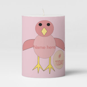 Custom Pink Birthday Girl Chick Pillar Candle