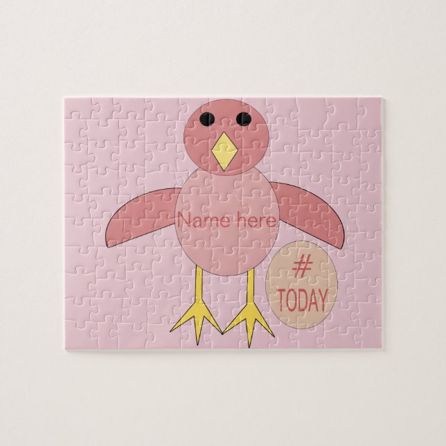 Custom Pink Birthday Girl Chick Puzzle (Horizontal)