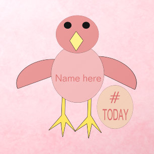 Custom Pink Birthday Girl Chick Shaped Wall Decal