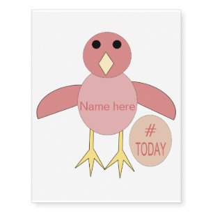 Custom Pink Birthday Girl Chick Temporary Tattoo