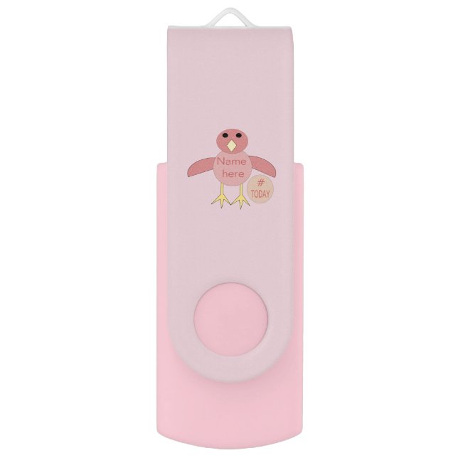 Custom Pink Birthday Girl Chick USB Drive (Front Vertical)