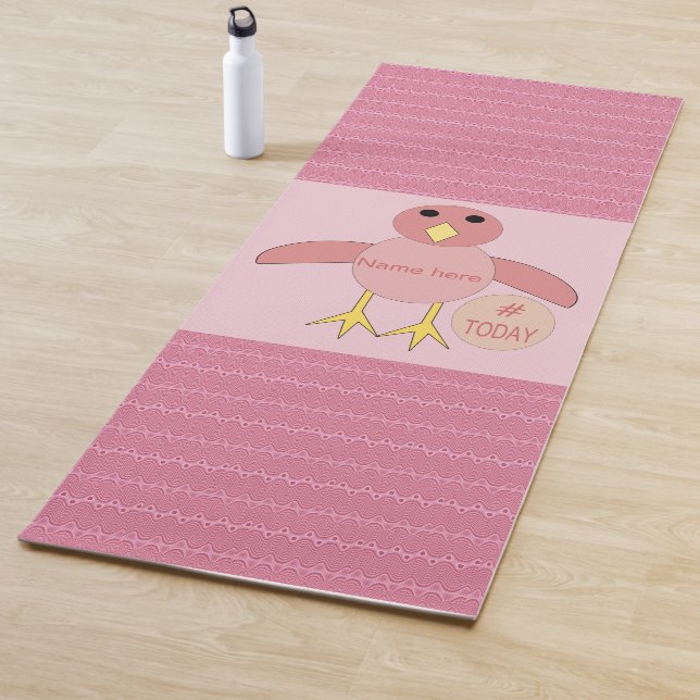 Custom Pink Birthday Girl Chick Yoga Mat (In Situ)