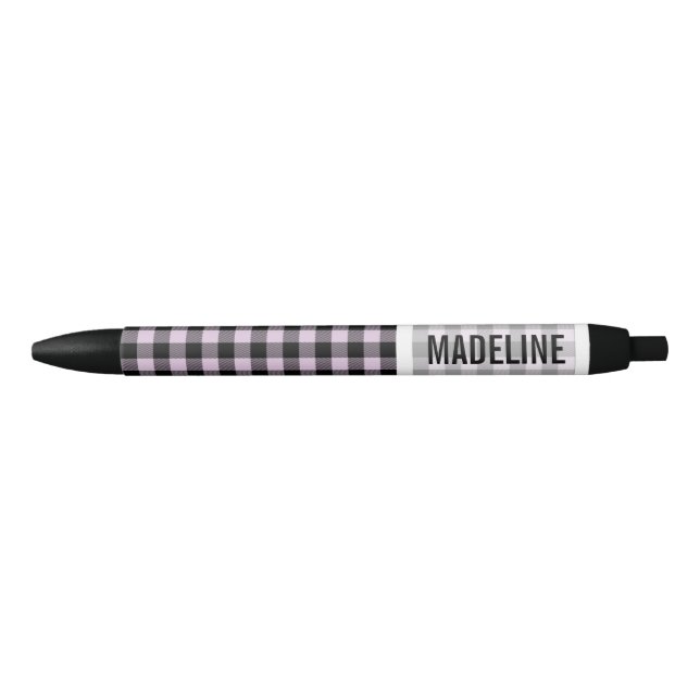 Custom Pink Black Buffalo Lumberjack Check Pattern Pen (Front)