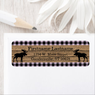 Custom Pink Black Country Check Plaid Pattern Label