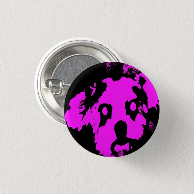 Custom Pink Black Dog Small Round Button (Front & Back)