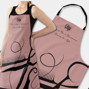 Custom Pink Black Logo Motto Hair Tools Apron