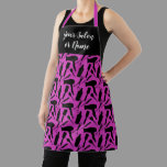 Custom Pink Black Pattern Hairstylist Hair Salon Apron