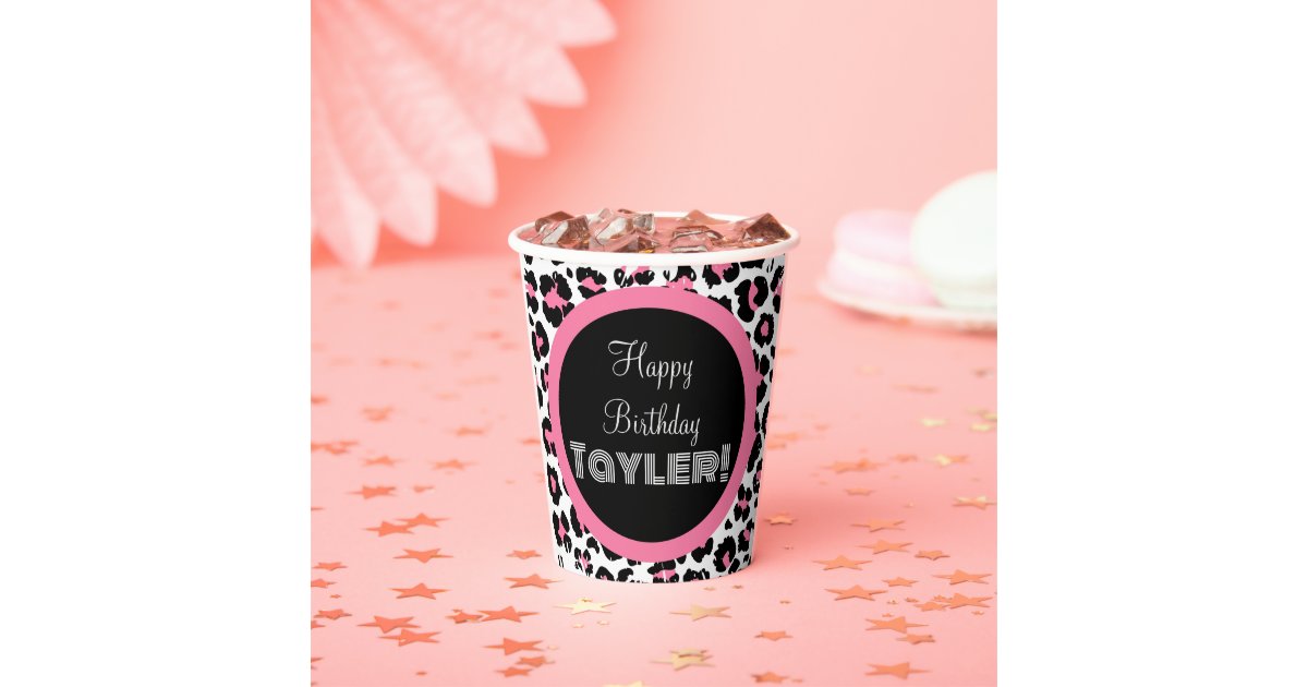 custom-pink-black-white-cheetah-print-paper-cups-zazzle