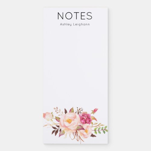 Custom Pink Bloom Flower Name or Monogram Magnetic Notepad