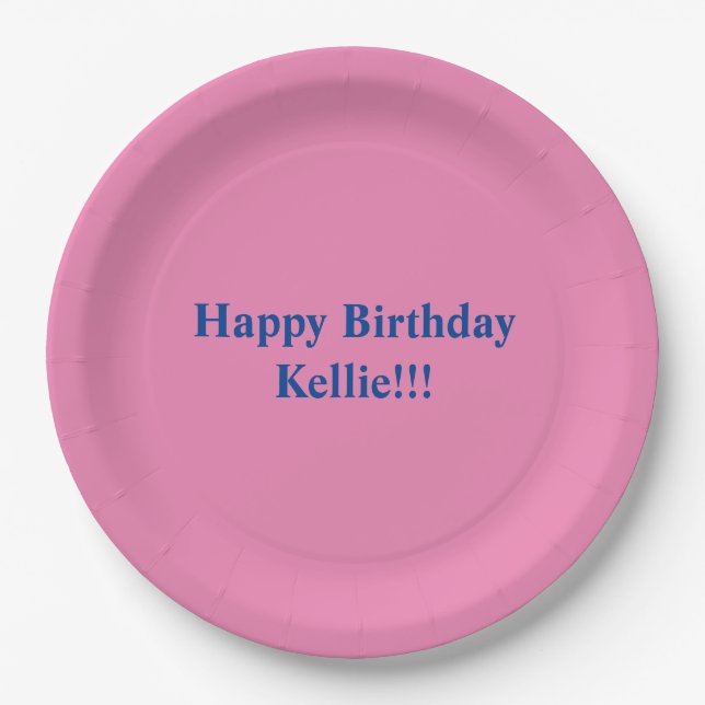 Custom Pink/Blue Birthday Party Paper Plates (Front)