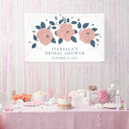 Custom Pink Blue Floral Welcome to Bridal Shower  Banner