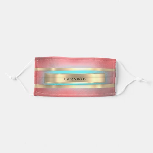 Custom Pink Blue Golden Stripes Elegant Classy Adult Cloth Face Mask