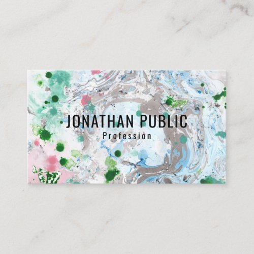 Custom Pink Blue Green Trendy Modern Abstract Art Business Card