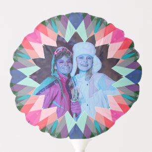 Custom Pink Blue Merry Christmas Star Photo Party Balloon