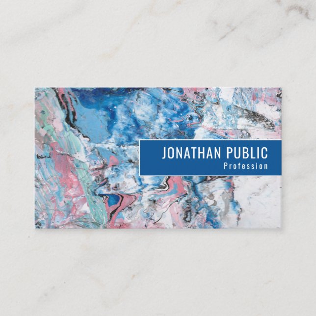 Custom Pink Blue Purple Trendy Modern Abstract Art Business Card (Front)