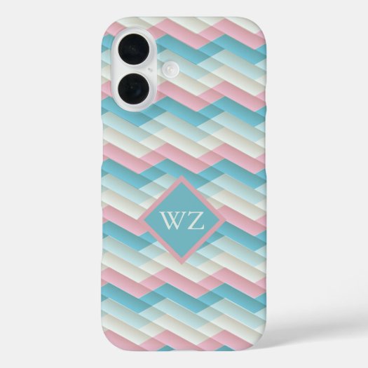 Custom Pink Blue White Chevron Zigzag Pattern 
