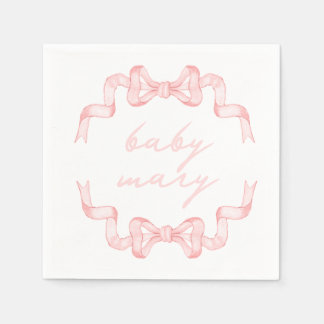 Custom Pink Bow Baby Shower Napkins