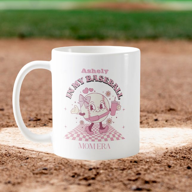 Custom Pink Bow Baseball Coffee Mug (Creator Uploaded)