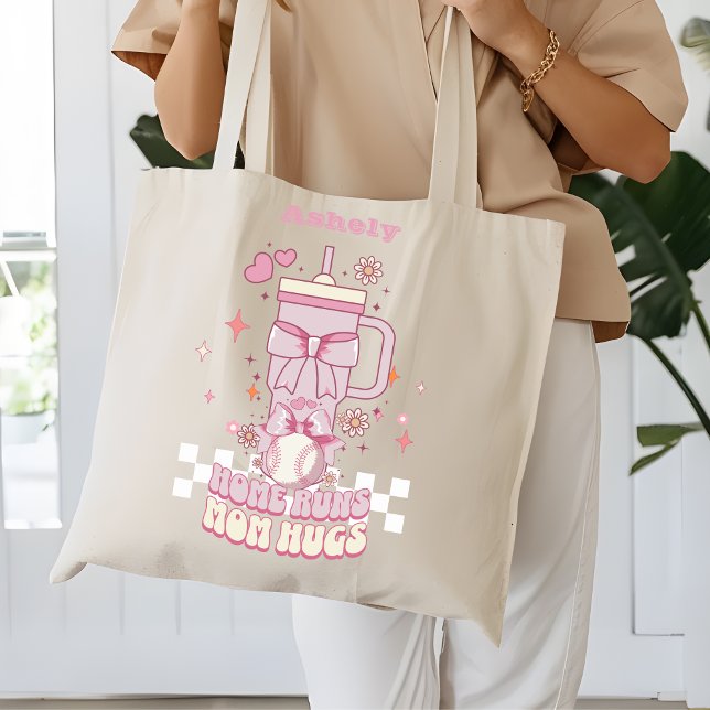 Custom Pink Bow Baseball Tote Bag (Creator Uploaded)