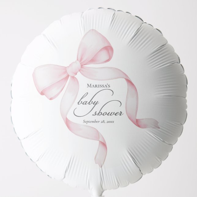 Custom Pink Bow Girl Baby Shower Balloon (Front)