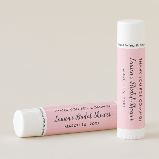 Custom Pink Bridal Shower Favors Lip Balm (Front)