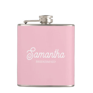 Custom Pink Bridesmaid Proposal Gift Bachelorette Flask