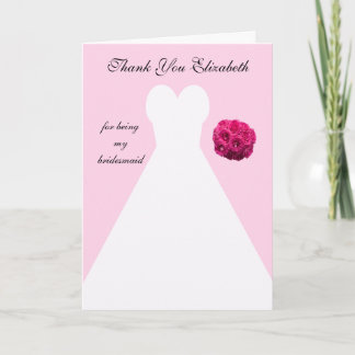 Custom Pink Bridesmaid Thank You Card
