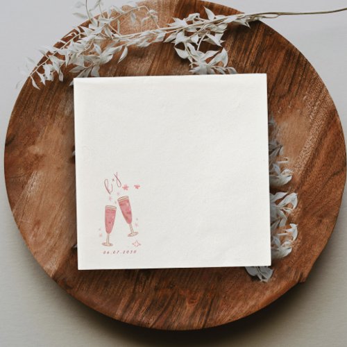 Custom Pink Champagne Bridal Shower Monogram Napkins