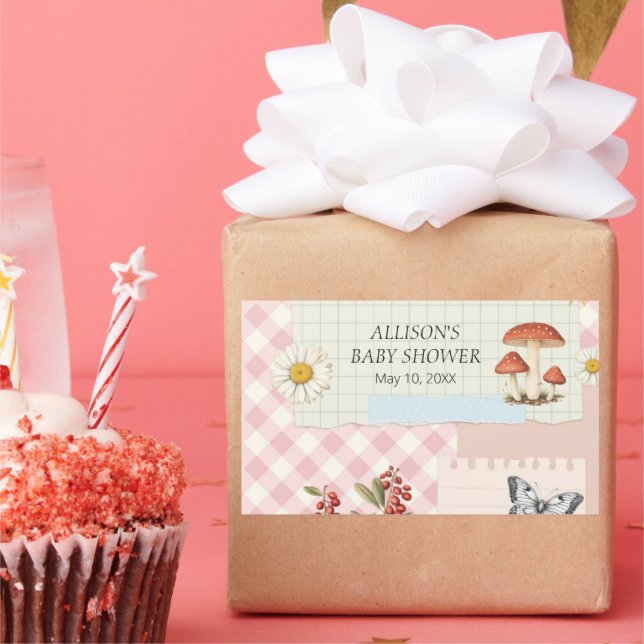 Custom Pink Checkered Sticker with Floral Design & (Party)