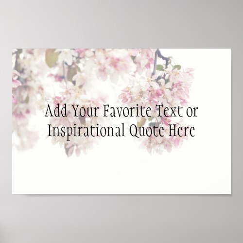 Custom Pink Cherry Blossom Flowers Favorite Quote Poster