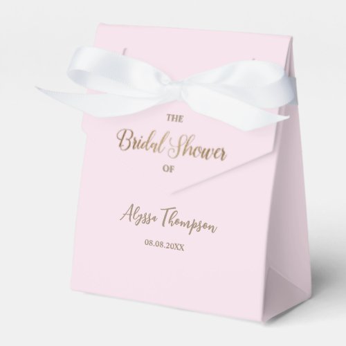Custom Pink Chic Bridal Shower Gold Script Modern Favor Boxes