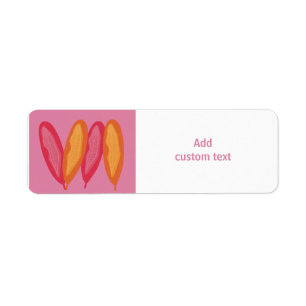 custom pink colorful with feathers     label
