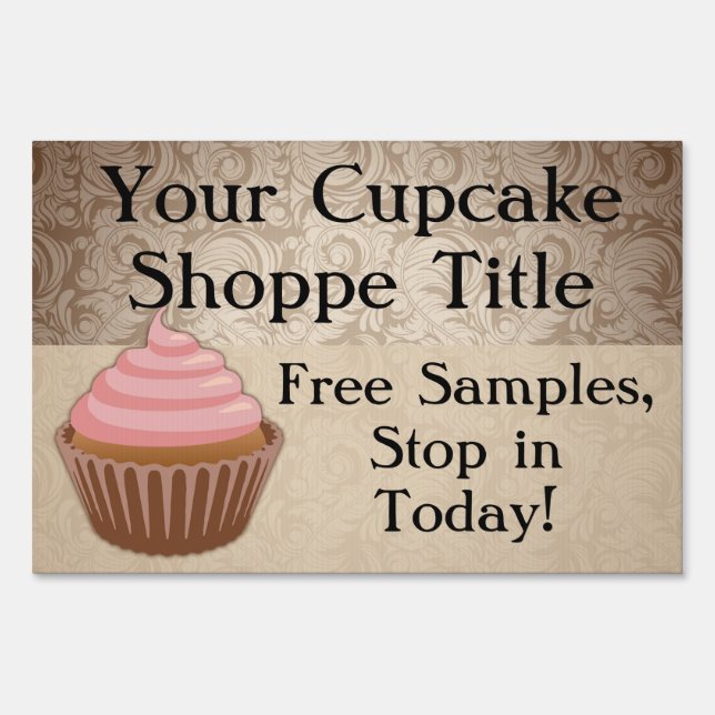 Custom Pink Cupcake Yard Sign (Front)