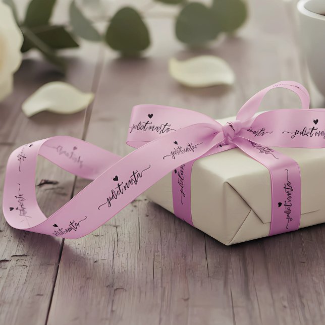 Custom Pink cut and sew signature name satin tag  Ribbon (Creator Uploaded)