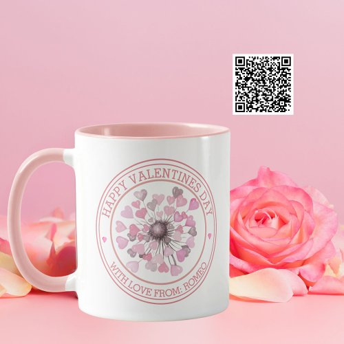 Custom Pink Dandelion Hearts Love Valentines Day  Mug