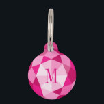 Custom pink diamond gemstone pet name collar tags<br><div class="desc">Custom pink diamond gemstone pet name collar tags for new pet owners. Personalized steel name tags for female dogs,  cats and other animals. Customizable label with precious gem stone print,  monogram,  pet name and phone number. Find and retrieve your animal when lost. Pretty girly faceted jewel design. Luxury accessories.</div>