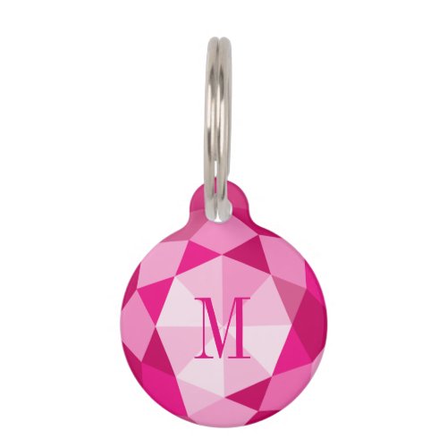 Custom pink diamond gemstone pet name collar tags