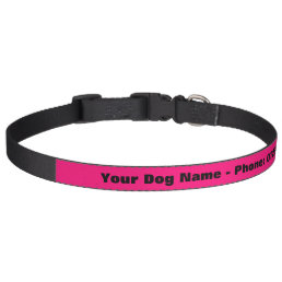Custom pink dog collar with phone number and name