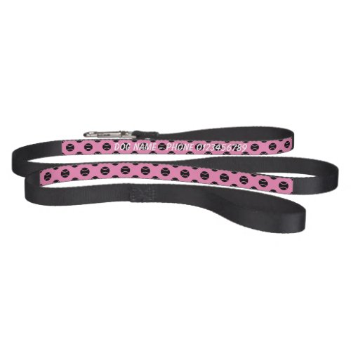 Custom pink dog leash with cute tennis ball print