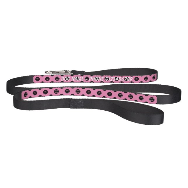 Custom pink dog leash with cute tennis ball print (Full)
